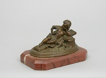 Appraisal: Small Mourning Bronze ca th Century Small putti resting with