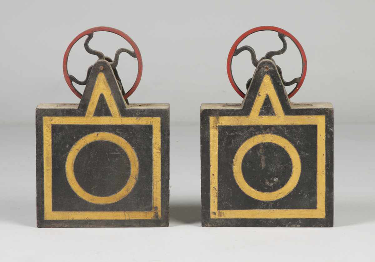 Appraisal: Painted Cast Iron Clock Weights Probably for a tower clock