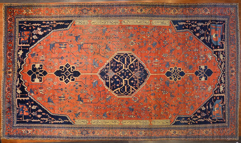 Appraisal: Antique Serapi Carpet Persia x Fourth quarter- th century hand-knotted