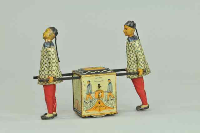 Appraisal: LEHMANN KADI Germany lithographed and hand-painted tin friction mechanism depicts