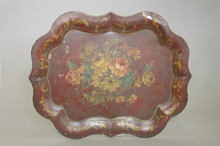 Appraisal: Two Tole Trays one a large oblong Anglo-American painted tole