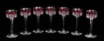 Appraisal: Seven Baccarat Wine Glasses Seven cut crystal Baccarat wine glasses