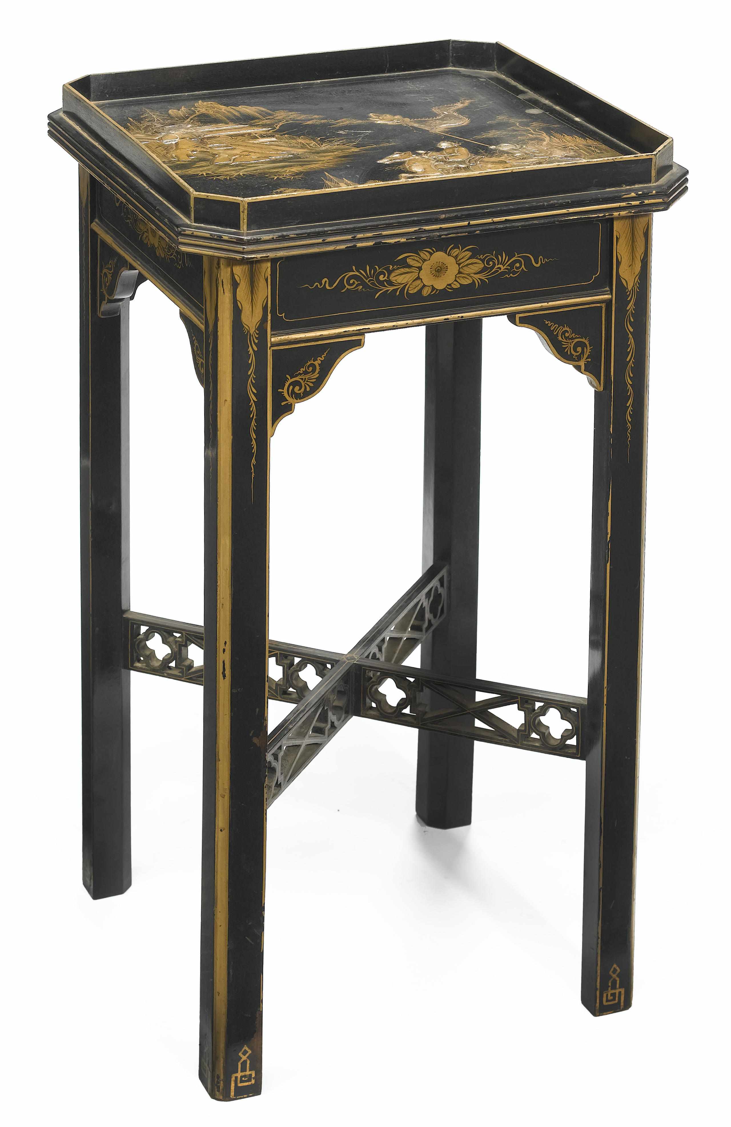 Appraisal: A George III style black lacquered occasional table th century