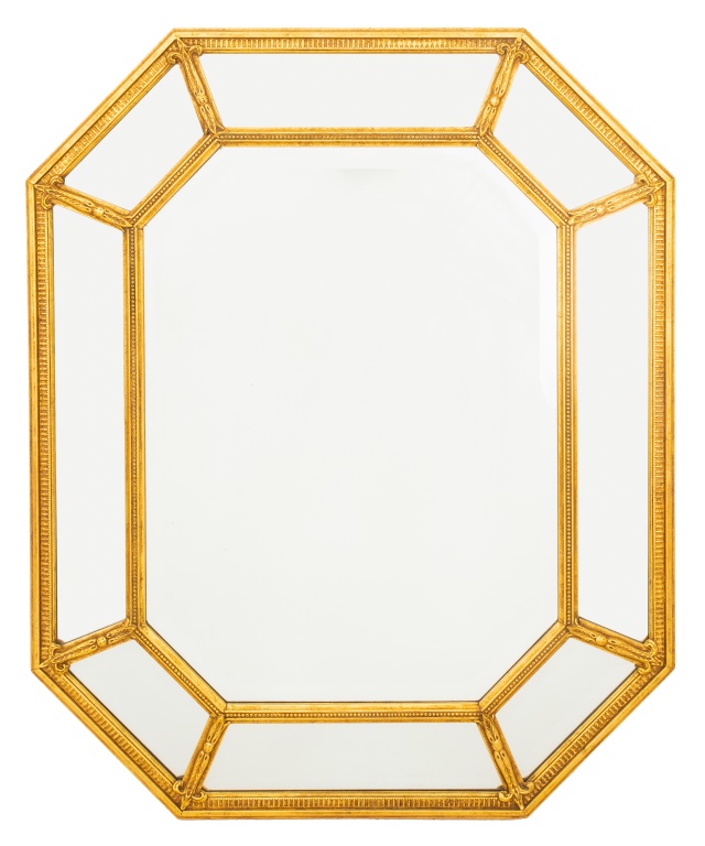 Appraisal: HOLLYWOOD REGENCY STYLE OCTAGONAL GILTWOOD MIRROR Hollywood Regency style octagonal