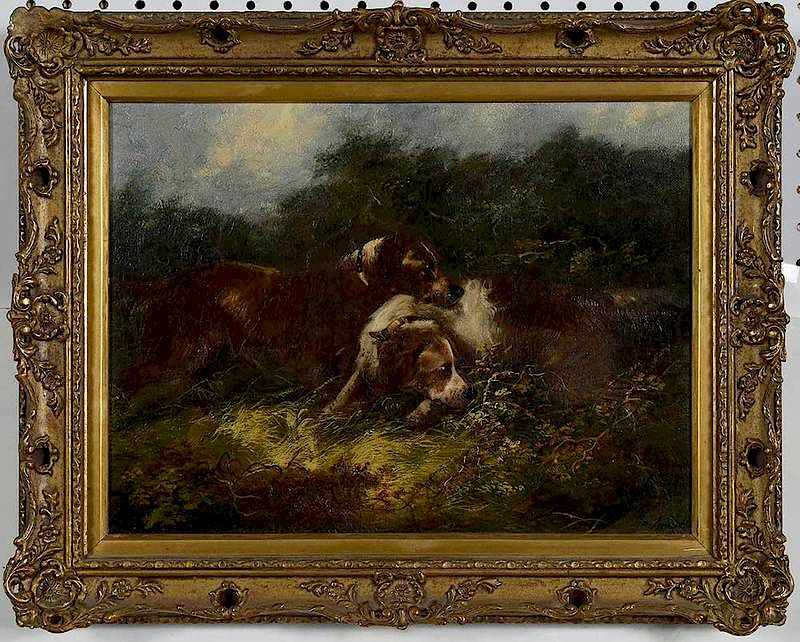 Appraisal: Manner of George Armfield British - Spaniels Flushing Birds bears