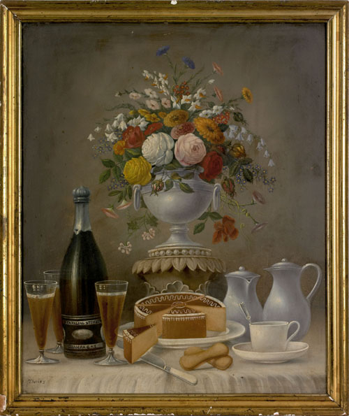 Appraisal: Tholey American late th c oil on board still life