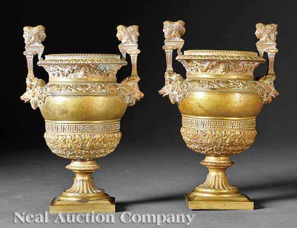 Appraisal: A Pair of Continental Bronze Grand Tour Cabinet Vases in