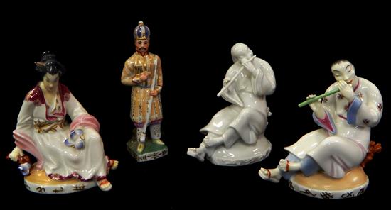 Appraisal: Four porcelain figures three Augarten Wien Vienna Austria each depicting