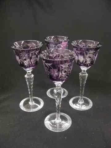 Appraisal: Amethyst Cut-to-Clear Wines clear stems '' tall excellent