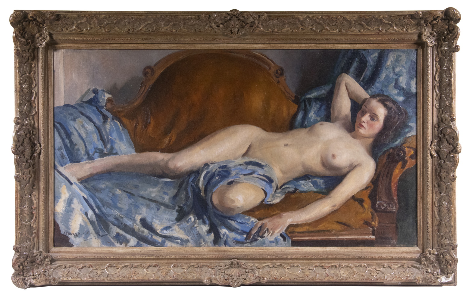 Appraisal: LEONARD JOHN FULLER UK - Reclining Nude Reclining on Victorian