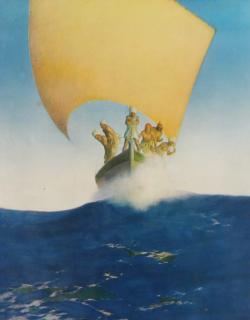 Appraisal: Maxfield Parrish American thc Sinbad Yellow Sail in Blue Waters