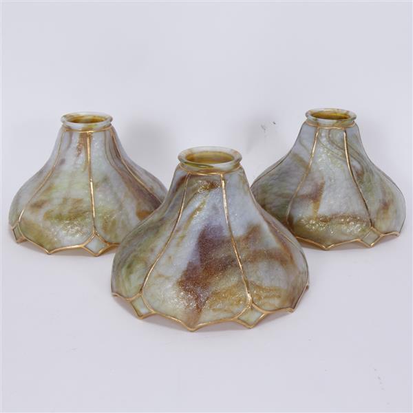 Appraisal: Lot of Three Molded Glass Lamp Shades with gold gilt