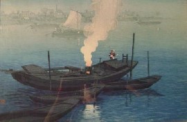 Appraisal: Ito Takeshi Ito Takeshi Boat and Fisherman on the Harbour