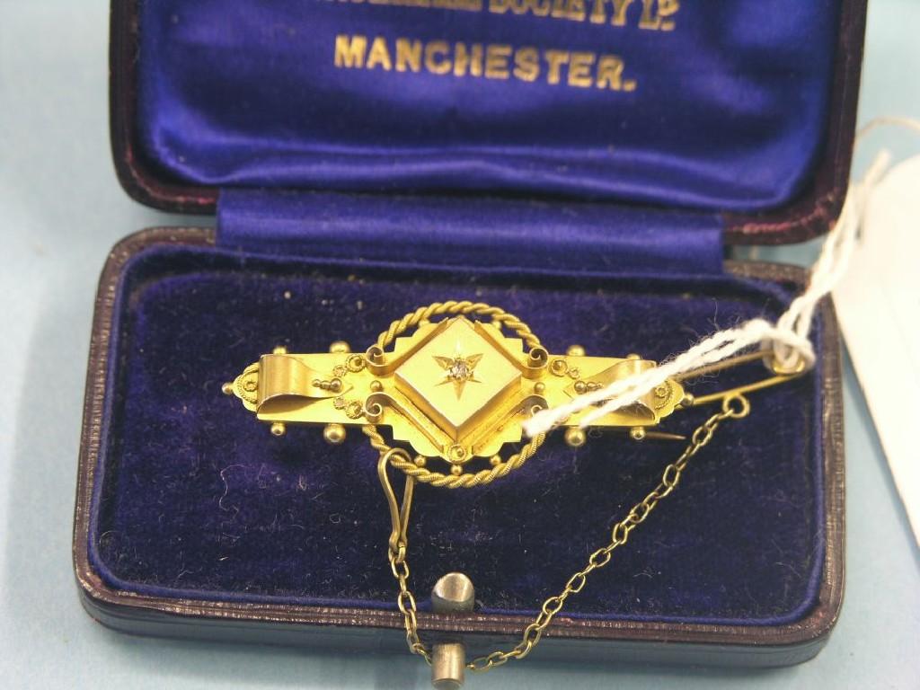 Appraisal: A Victorian ct gold bar brooch with minute diamond chip