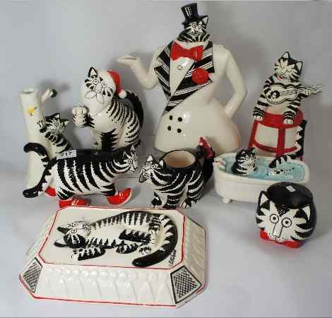 Appraisal: A Collection of Sigma Cat Ceramics comprising of Wall Plaque