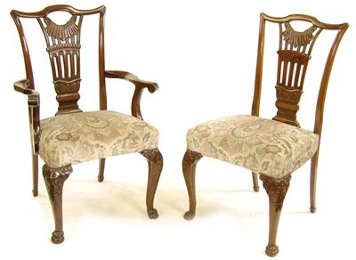 Appraisal: A set of six mahogany dining chairs in th century