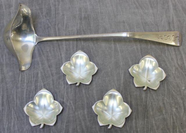 Appraisal: STERLING Miscellaneous Silver Grouping Includes leaf form Tiffany Co footed