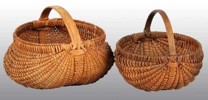 Appraisal: Lot of Hand Woven Splint Baskets Description With stationary handles