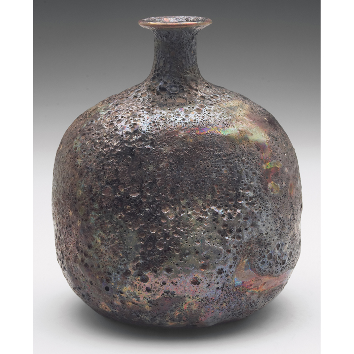 Appraisal: Fine Beatrice Wood vase organic form covered in an iridescent