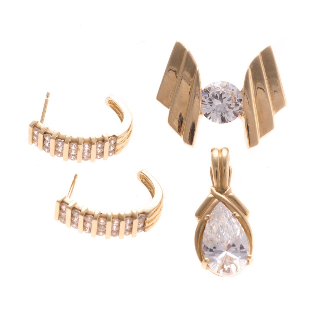 Appraisal: A Selection of Cubic Zirconia Jewelry in K Gold K