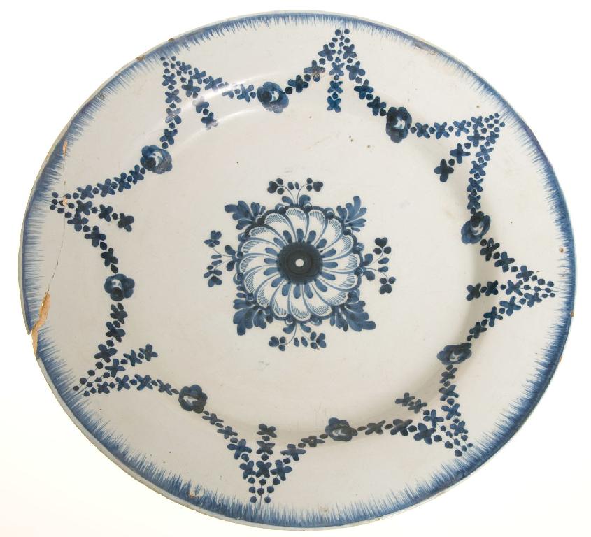 Appraisal: th CENTURY DUTCH DELFT BLUE AND WHITE CHARGER of circular