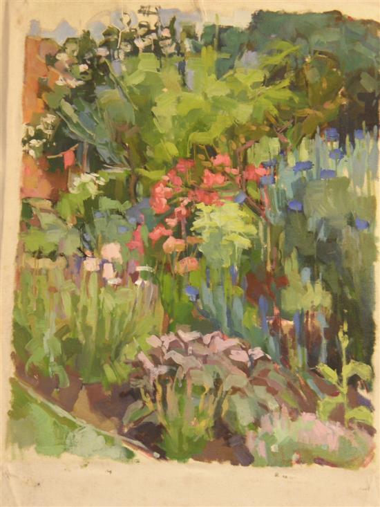 Appraisal: Sarah Spackman the artist's garden unsigned unframed and unstretchered Provenance