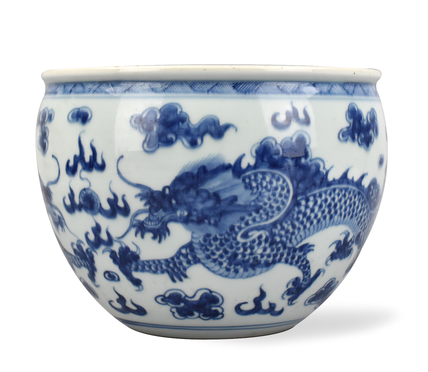 Appraisal: A Chinese th C blue and white dragon jar Two