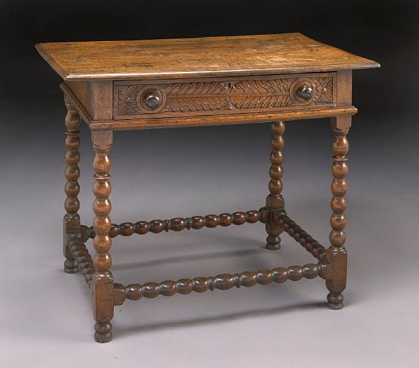 Appraisal: A William and Mary oak side table late th century