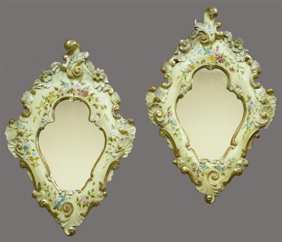 Appraisal: Pair of Venitian wood carved mirrors th century Ornately carved