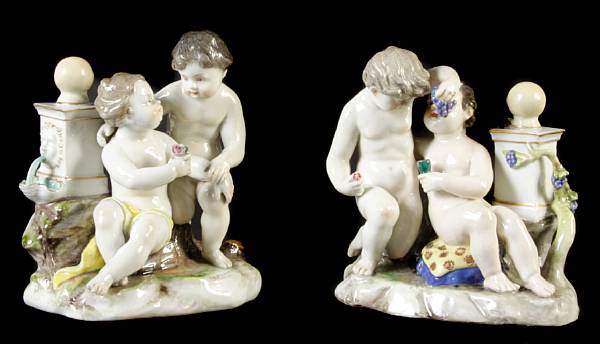 Appraisal: Two German porcelain figural groups height of largest in