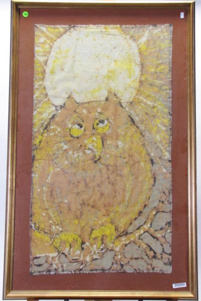 Appraisal: A framed batik depicting an owl unclearly signed lower right