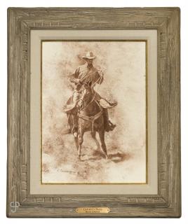 Appraisal: Keith Christie ''Cowboy's Pride'' cowboy on horseback signed dated and