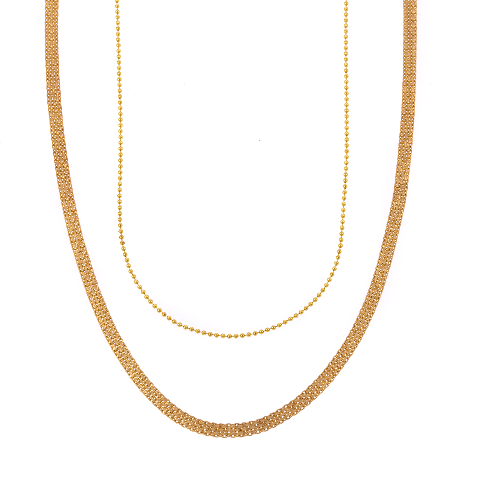 Appraisal: A BEAD-LINK NECKLACE MESH-LINK NECKLACE IN K K yellow gold