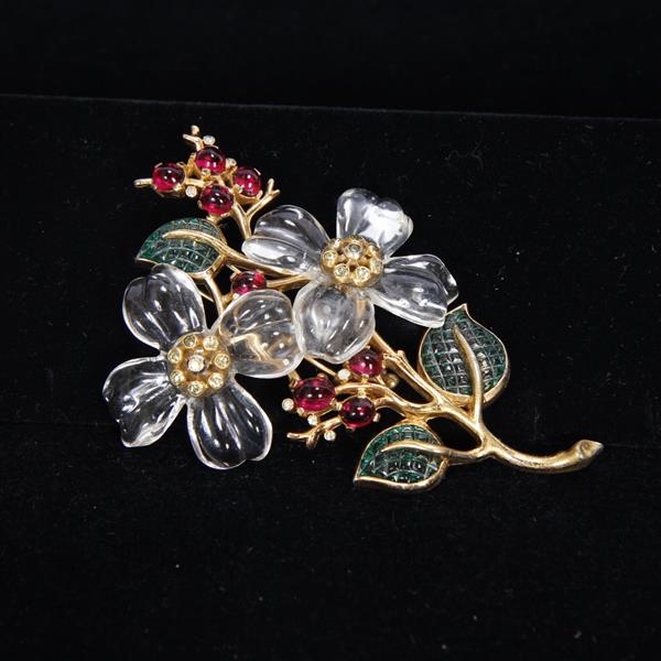 Appraisal: Trifari Alfred Philippe Jelly Belly Flower and Berry Fur Clip