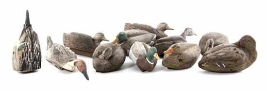 Appraisal: Collection of vintage duck decoys varieties of ducks hand-carved and