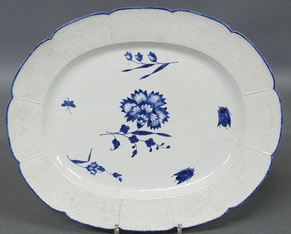 Appraisal: Meissen type platter with blue trim and floral and insect