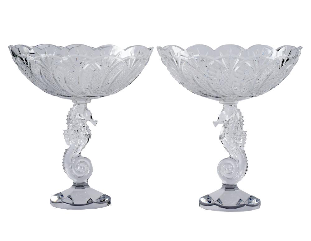 Appraisal: PAIR OF WATERFORD CRYSTAL SEAHORSE CENTERPIECE BOWLSsigned each inches wide