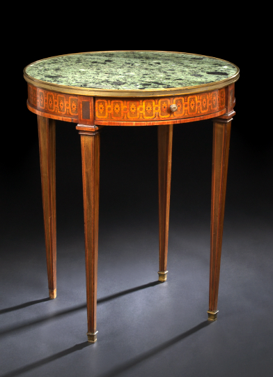 Appraisal: Napoleon III Mahogany Kingwood and Marble-Top Bouillotte Table third quarter