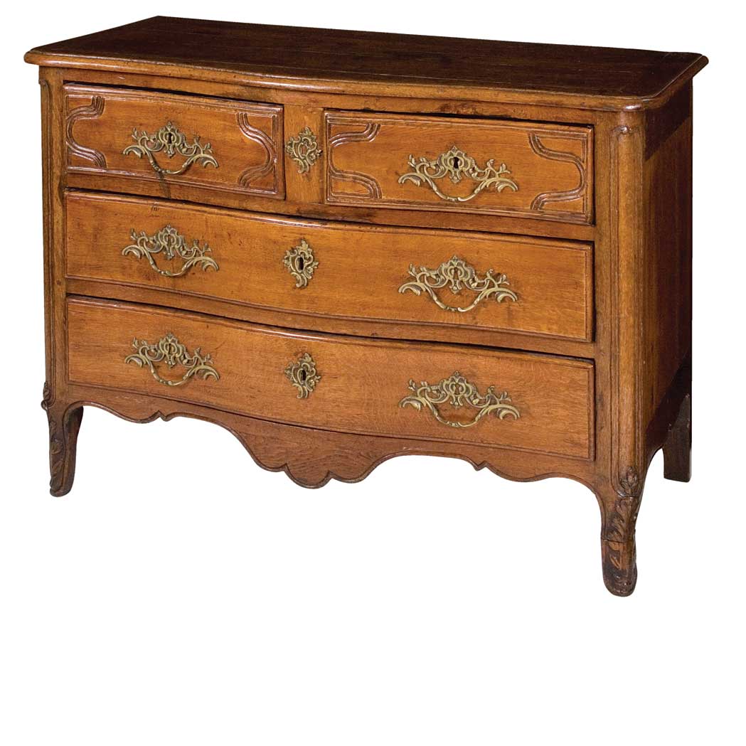 Appraisal: Provincial Louis XV Oak Commode Mid th century The molded