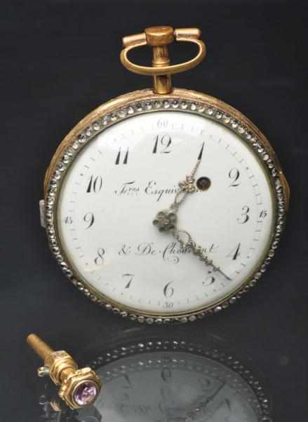 Appraisal: Fussee Watch with Enamel Portrait on Reverse French By Fres