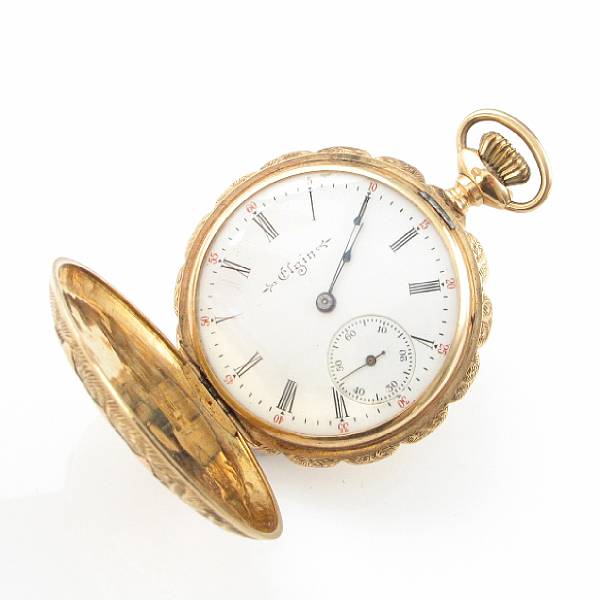 Appraisal: A fourteen karat tri-color gold hunting case pocketwatch Elgin Case