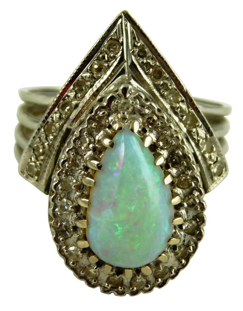 Appraisal: JEWLERY K opal and diamond cluster ring mounting stamped and