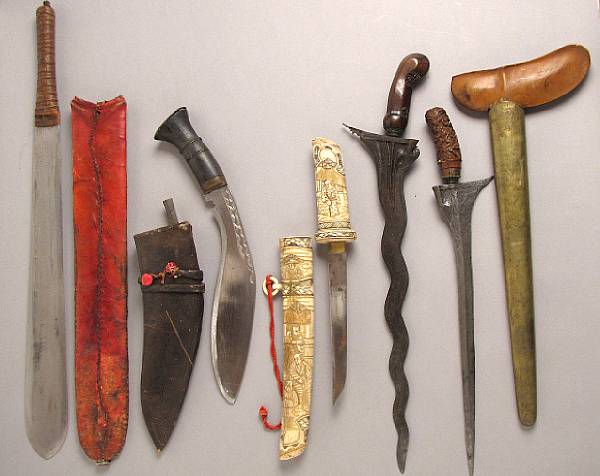 Appraisal: A lot of five edged weapons Comprising Javanese keris inch