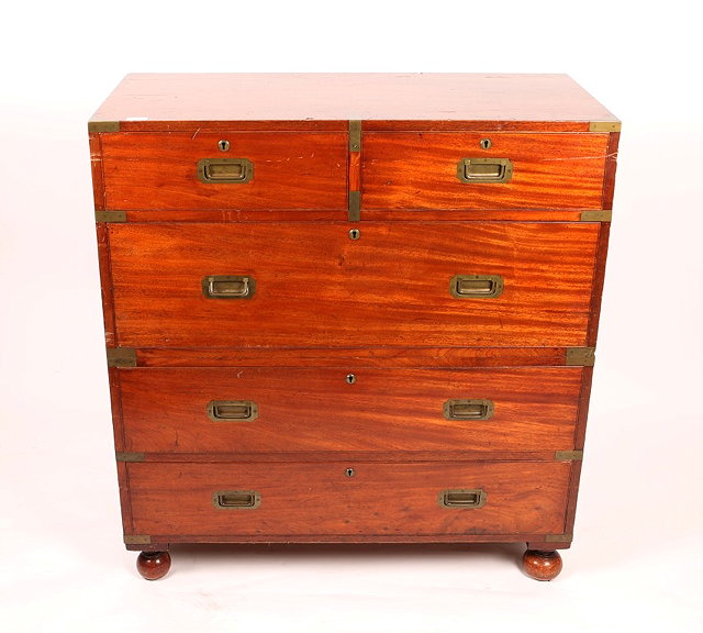 Appraisal: A LATE VICTORIAN MAHOGANY AND BRASS BOUND CAMPAIGN CHEST constructed