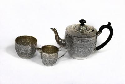 Appraisal: A Victorian three-piece silver tea set Nathan Haynes Birmingham in