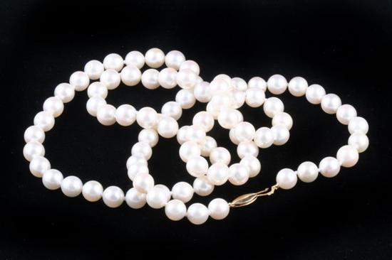 Appraisal: MATCHED CULTURED PEARL NECKLACE - mm pearls K yellow gold