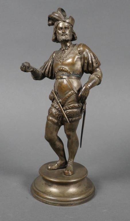 Appraisal: Bronze statue of a Gaoler Jailer Engraved title at front