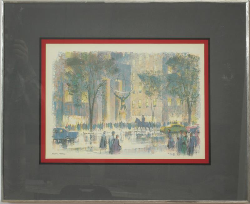 Appraisal: After Ralph Avery Rockefeller Center Reproduction on paper x in