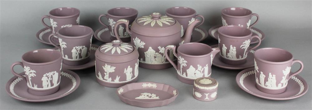 Appraisal: WEDGWOOD LILAC AND WHITE JASPER PART TEA SERVICE th C