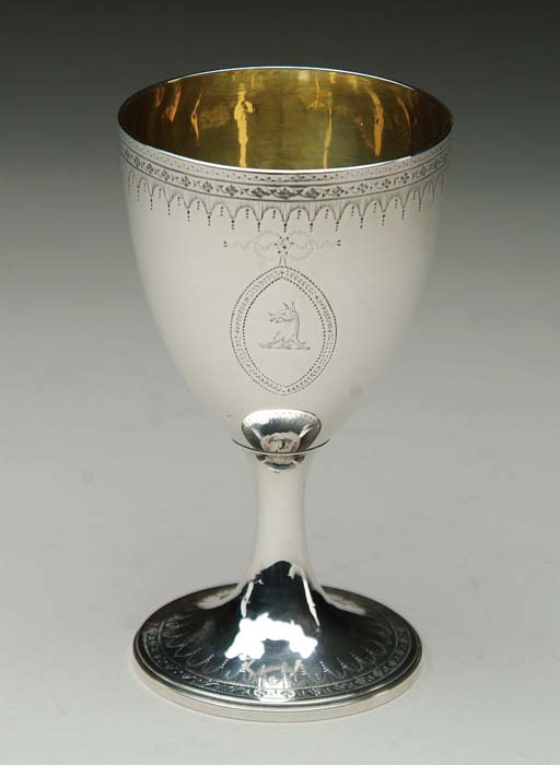 Appraisal: GEORGE III SILVER GOBLET Maker s mark rubbed London Hemispherical